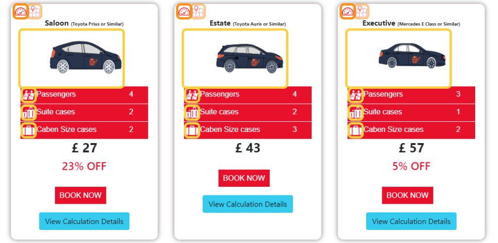 British car transfers pricing structure