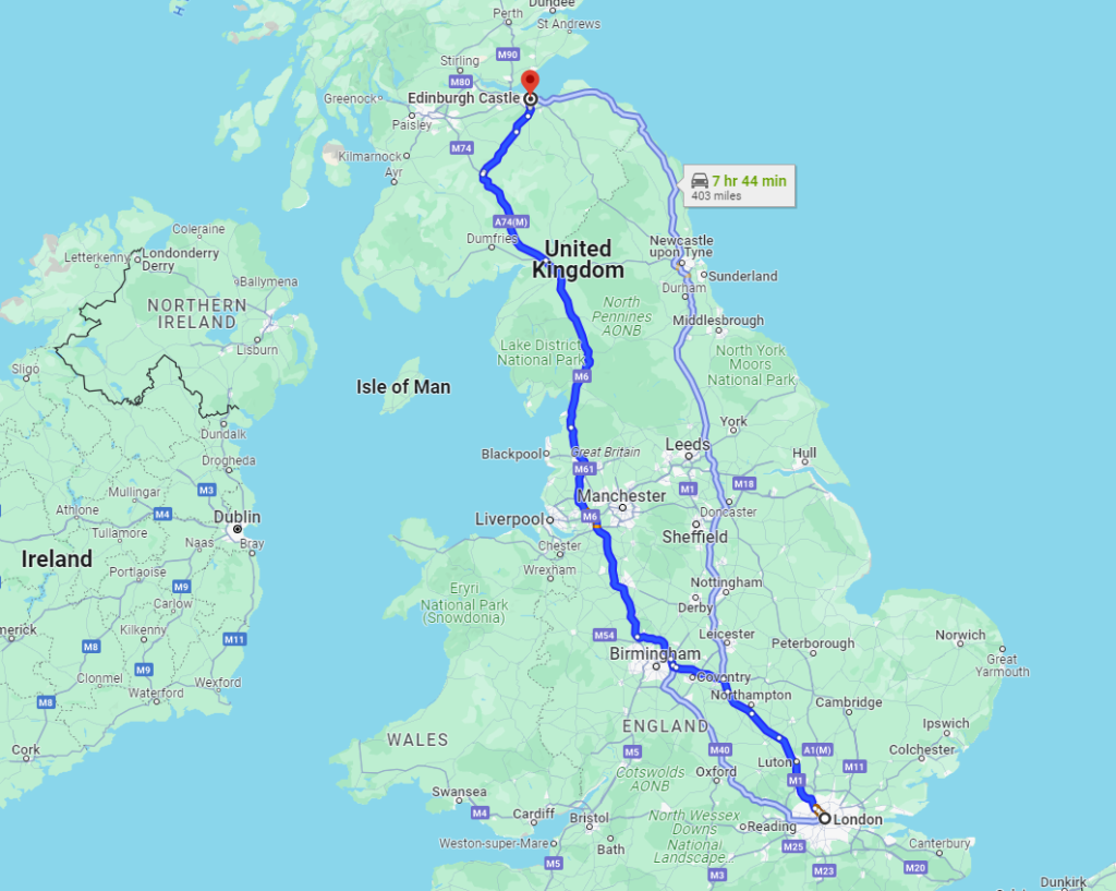 Different routes of Edinburgh Castle with British Car Transfer: