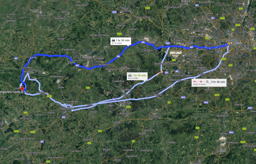 Different Routes Towards Highclere Castle with British Car Transfer: