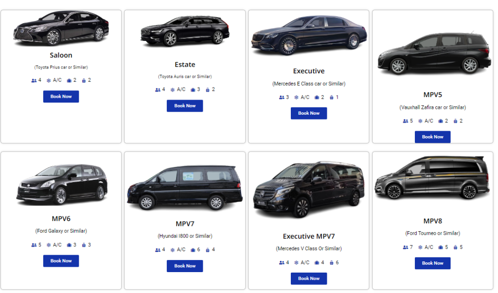 Types of Taxis Operating at London Airports